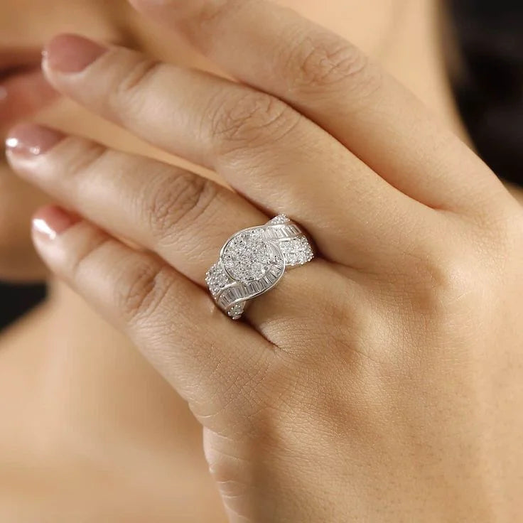 New Geometrically Wrapped Diamond Ring Women's Creative Jewelry White Zircon Ring For Party Birthday And Wedding Gift