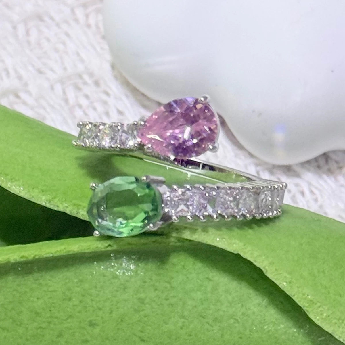 Spring Garden Inspired Multicolor Cubic Zirconia Dragonfly & Flower Jewelry Set,Ring Necklace Earring Bracelet,Light luxury