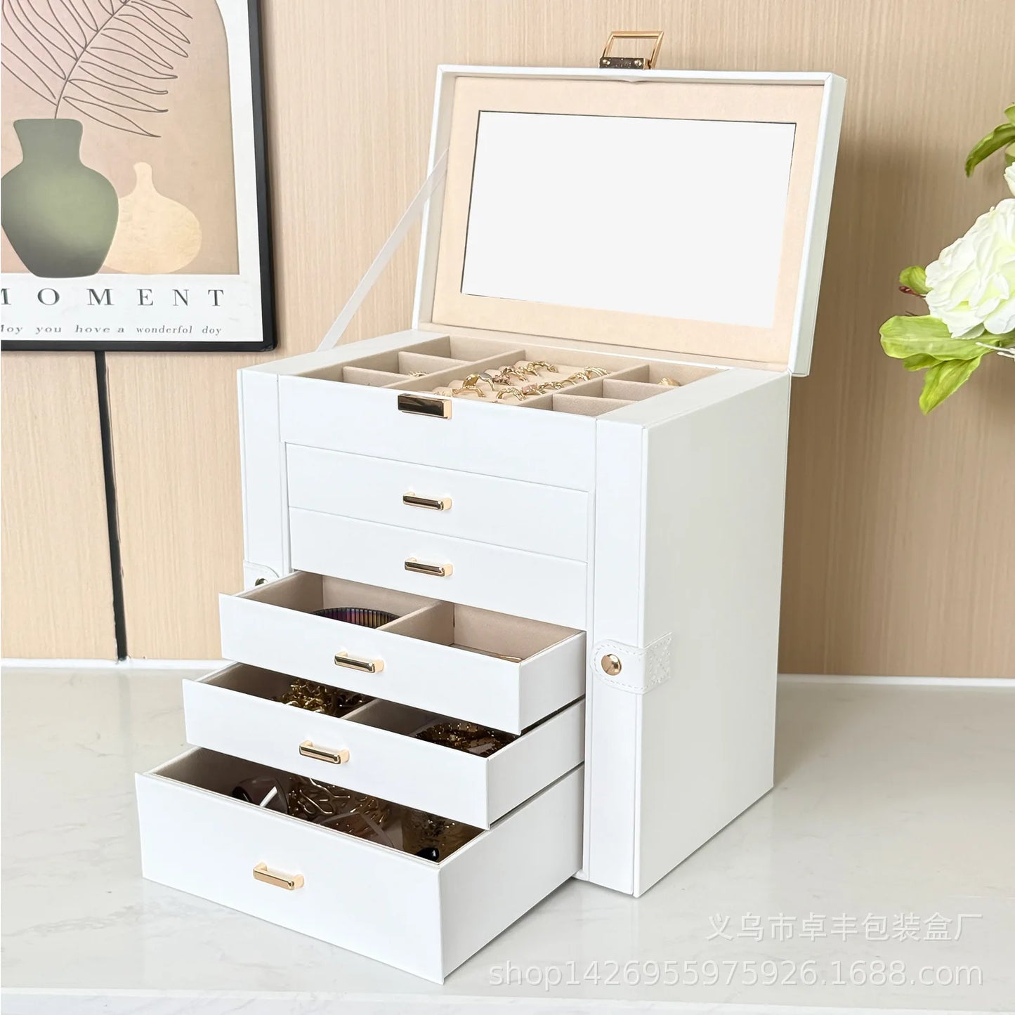 DELESYS New Large-Capacity High-End 6 Layer Jewelry Box For Storing Necklaces Watches Accessories Multi-Functional Jewelry Box