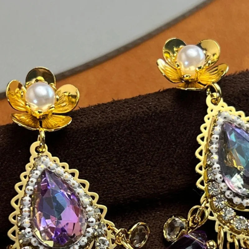 NISHIZAWA Tassels Crystal Earrings for Women Vintage Chinese Style Fashion Jewelry Elegant Exquisite Banquets Pendientes Mujer