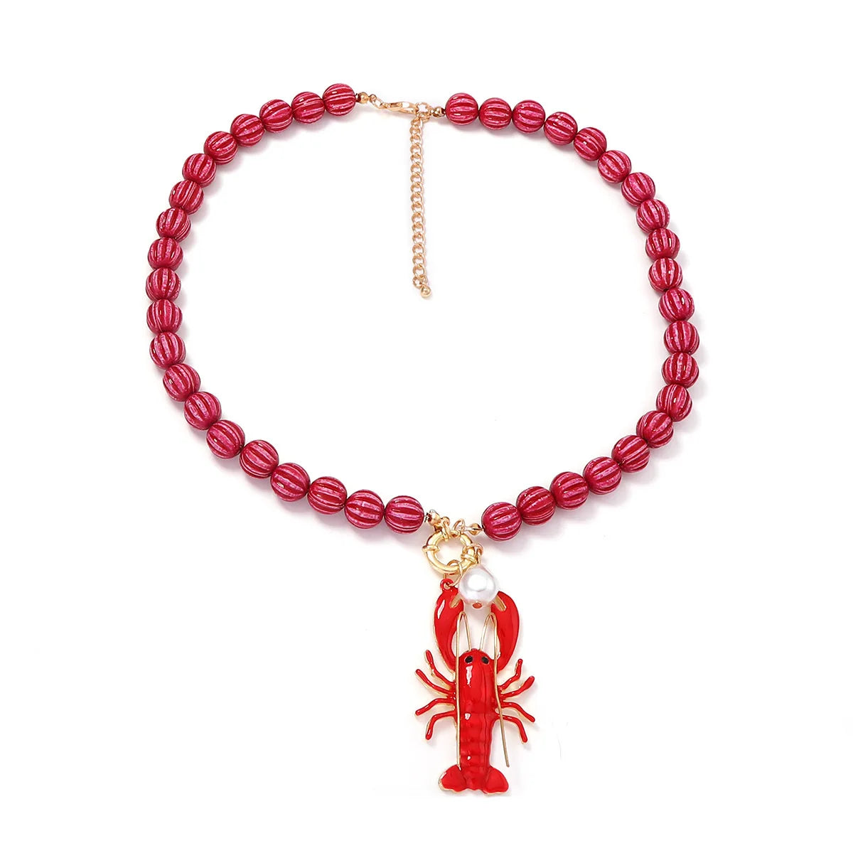 2026 Summer Beach Vacation Style Ocean Lobster Crab Pendant Colorful Beaded Necklace