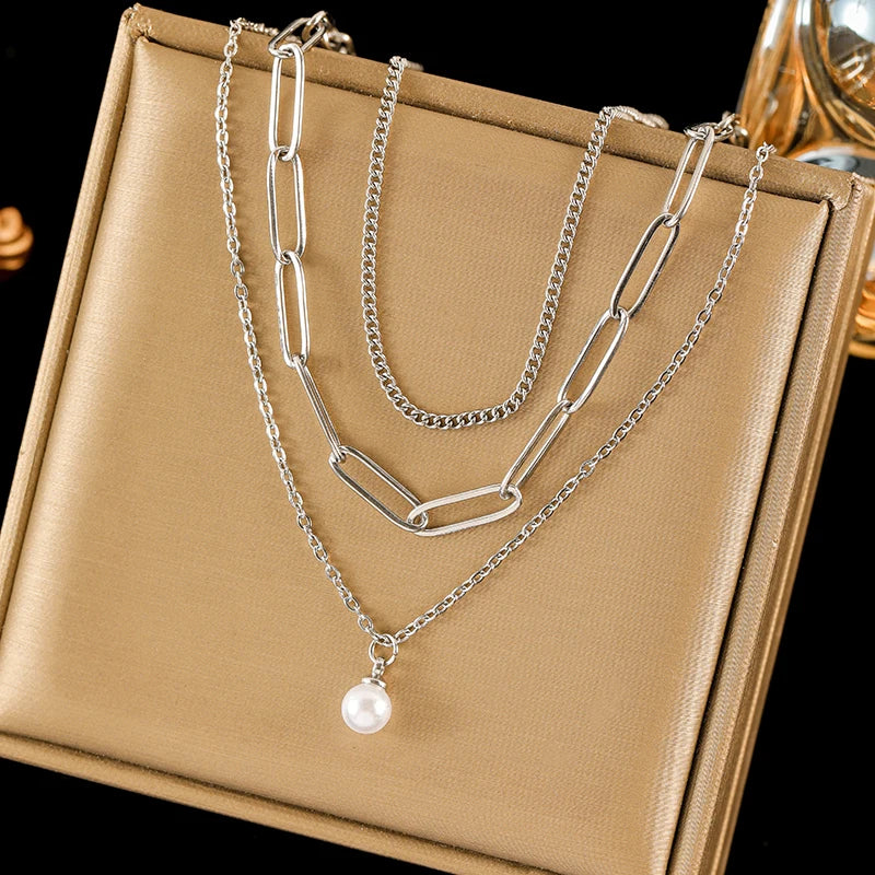 EILIECK 316L Stainless Steel Portrait Coin Pendant Necklace For Women Fashion Silver Color Neck Chain Waterproof Jewelry Gift