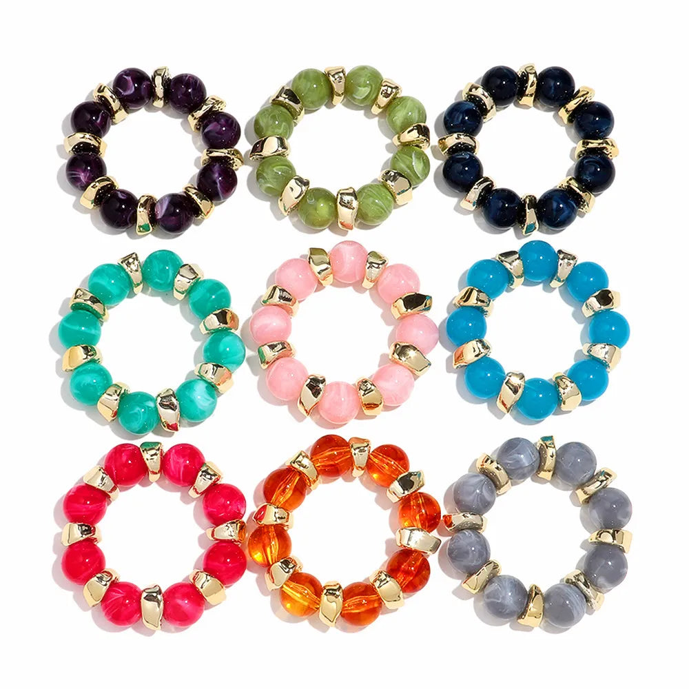 Trendy Acrylic Geometric Round Beads Stretch Bracelets for Women Fashion Irregular CCB Beaded Bangele Bracelet Jewelry Accessory