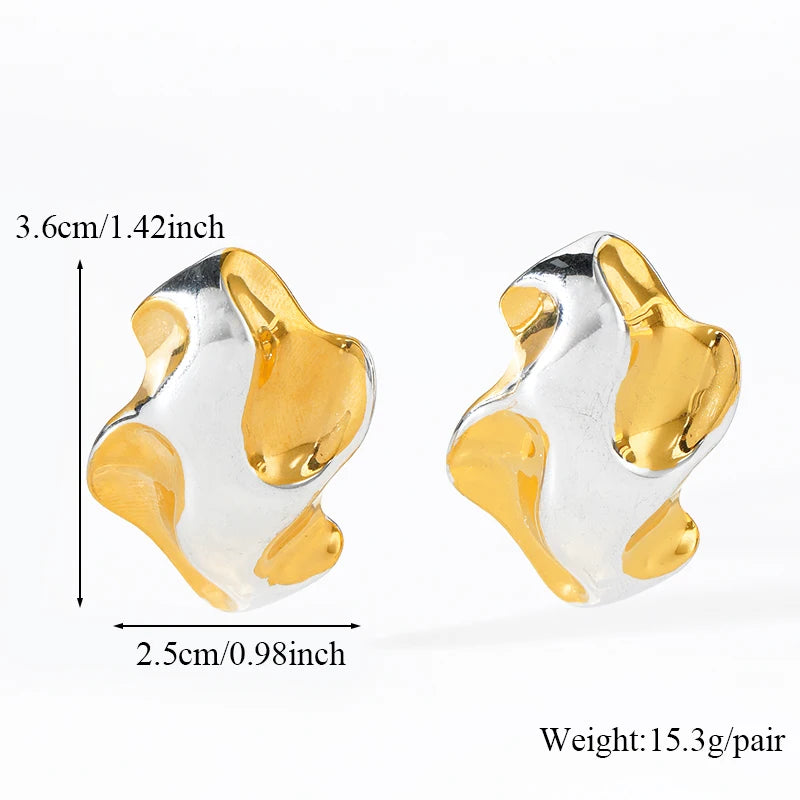 EILIECK 316L Stainless Steel Geometric Loops Dangle Earrings For Women New 18K Gold PVD Plated Ear Stud Water-resistant Jewelry