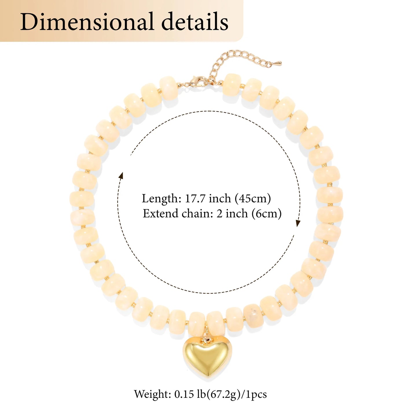 Fashion Colorful Acrylic Geometric Round Beads Heart Pendant Necklace Boho Love Heart Beaded Choker Necklaces Women Jewelry Gift