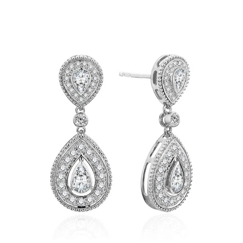 Huitan Gorgeous Women's Dangle Earrings Waterdrop Charm Cubic Zircon Luxury Trendy Bridal Wedding Accessories Jewelry Wholesale