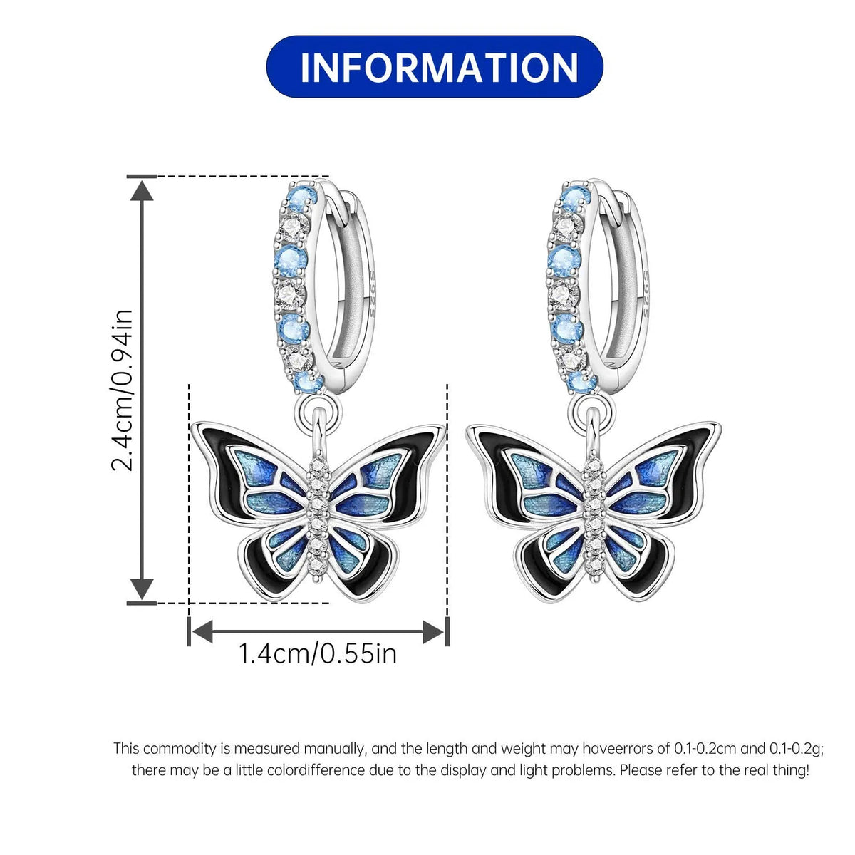 Orstarry 925 Sterling Silver Blue Zircon Dragonfly Drop Earrings Women Earrings Charm Fashion Versatile Party Jewelry Gifts
