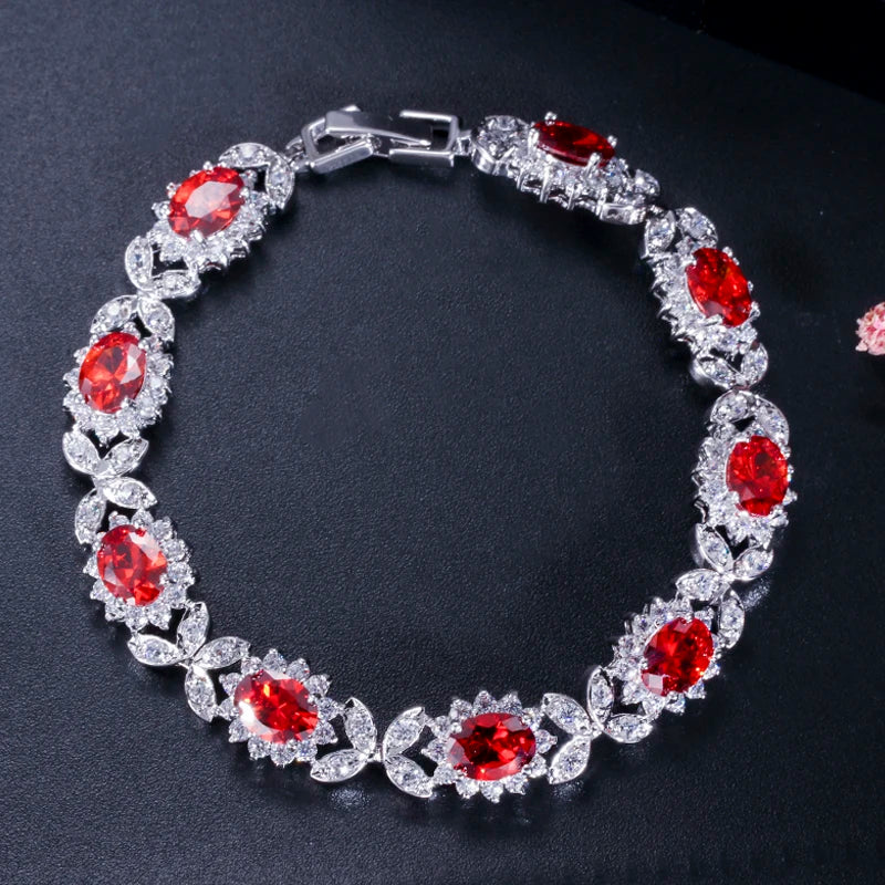 ThreeGraces Delicate Royal Blue Cubic Zirconia Flower Shape Tennis Bracelet for Women Wedding Engagement Costume Jewelry BR196
