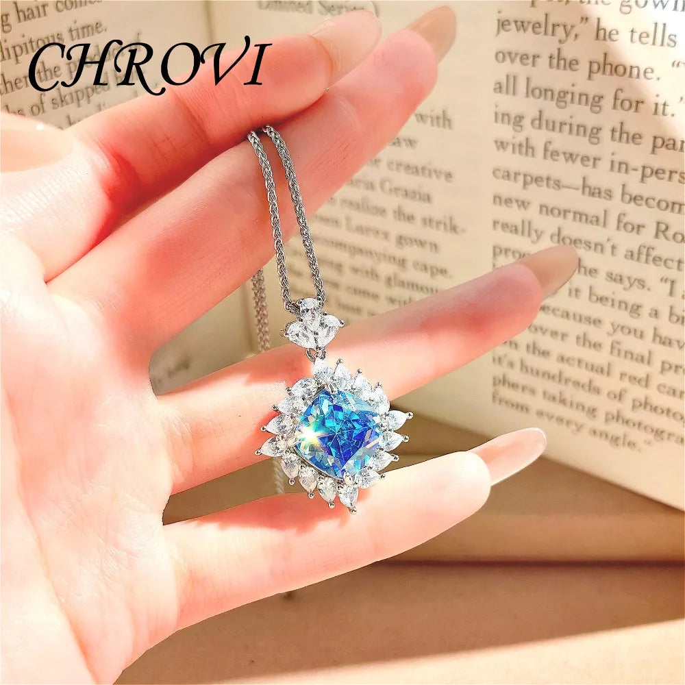 Light Luxury 925 Sterling Silver Set, Diamond Ring for Women, Elegant Pendant Necklace, Gemstone Stud Earrings