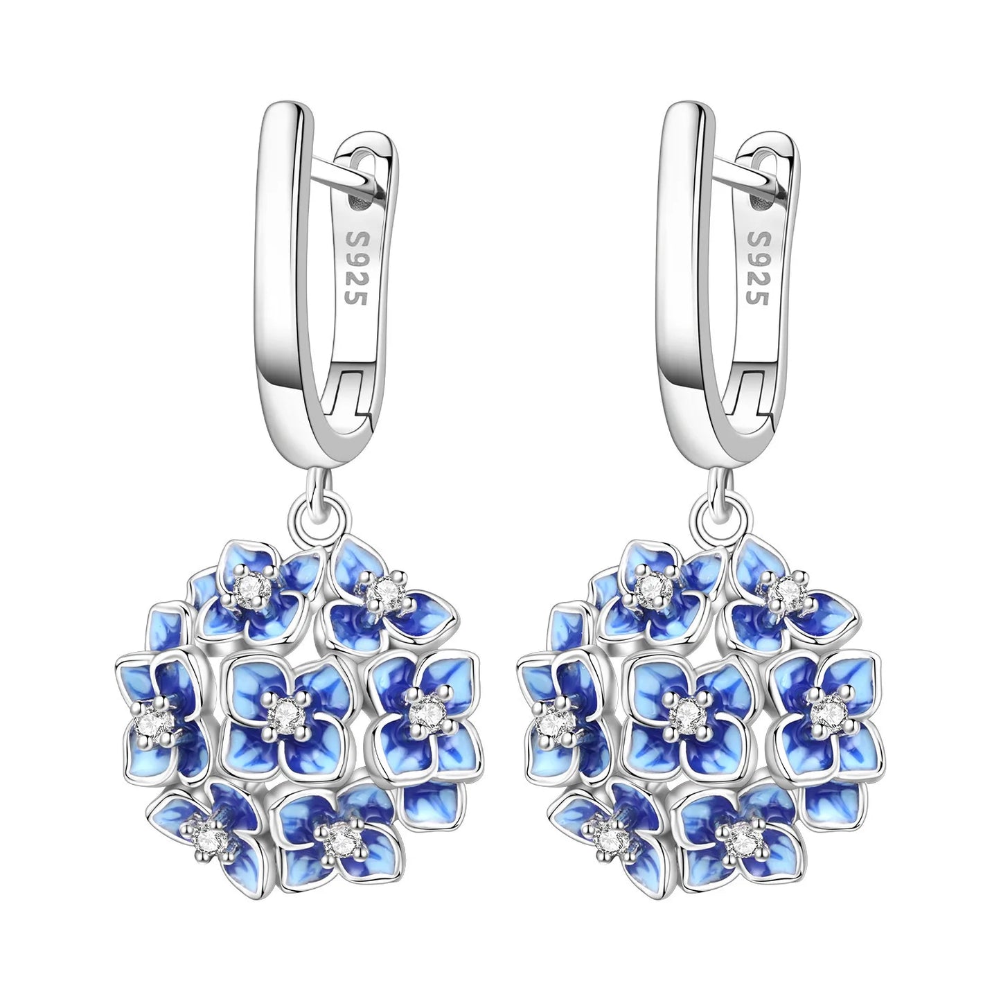 Hot Sale Original 925 Sterling Silver Zircon Pink Doughnut Earrings Flower Paw Print Design Women Party Jewelry Gifts Ear Loops