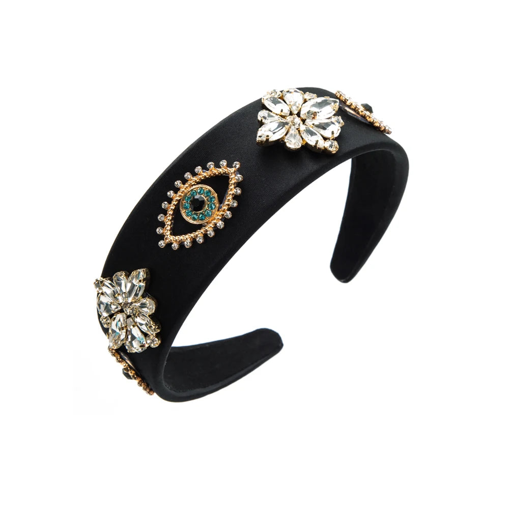 Fashion New Retro Baroque Hair Band Female Personality Devil Eye Flower Creative Headband Pressed Hair Accessories
