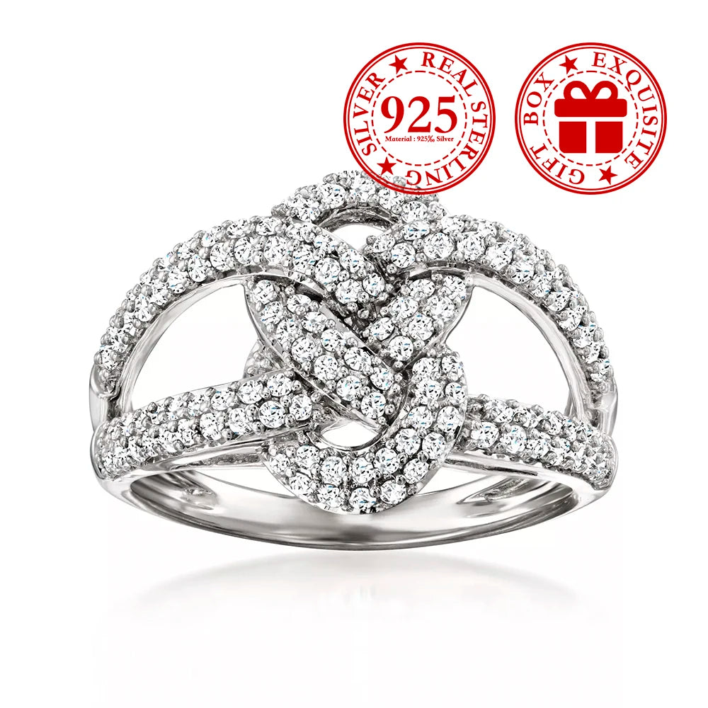 Personalized And Creative All-diamond White Zircon Ring For Women 925 Silver Party Birthday And Wedding Gift Wholesale
