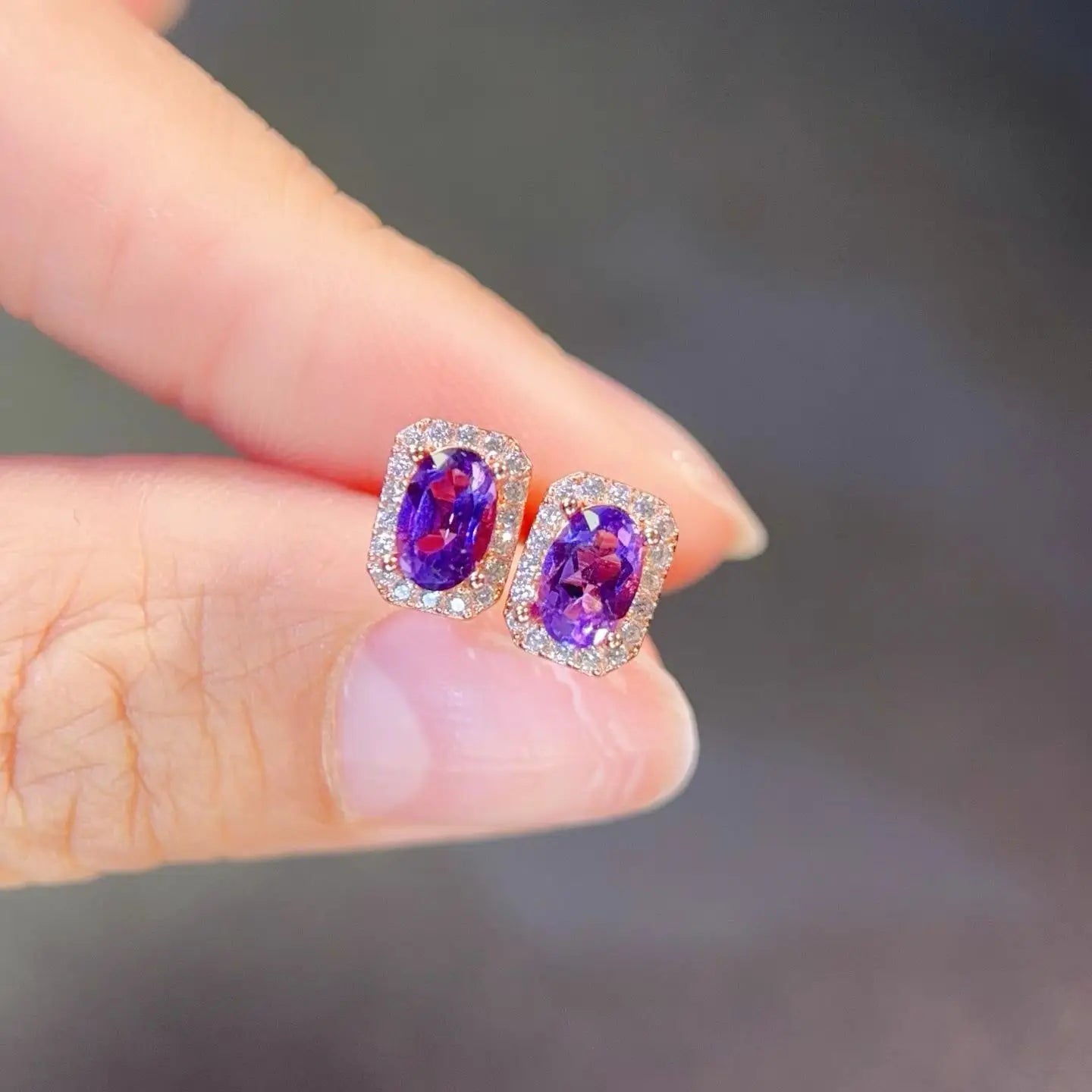 Natural Amethyst 925 Silver Earrings with Certificate 4x6mm Genuine Amethyst Earrings Fashion Daily Commute Jewelry for Women