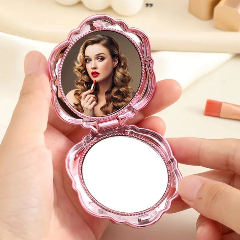 Makeup Mirror, Foldable Double-sided Mirror, Portable Portable Small Mirror Outdoor Makeup Mirror, Exquisite Handbag Gift mirror