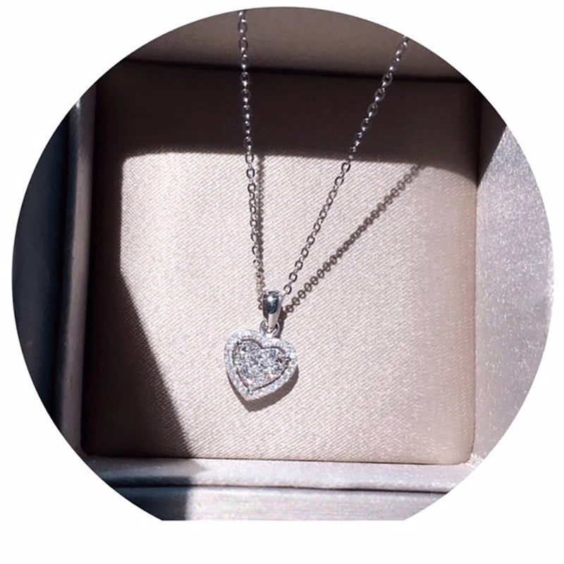 OXTAO Heart Shaped Moissanite Pendant Necklace Certified for Women 14K Gold Filled Romantic Jewelry Wedding Anniversary Gift