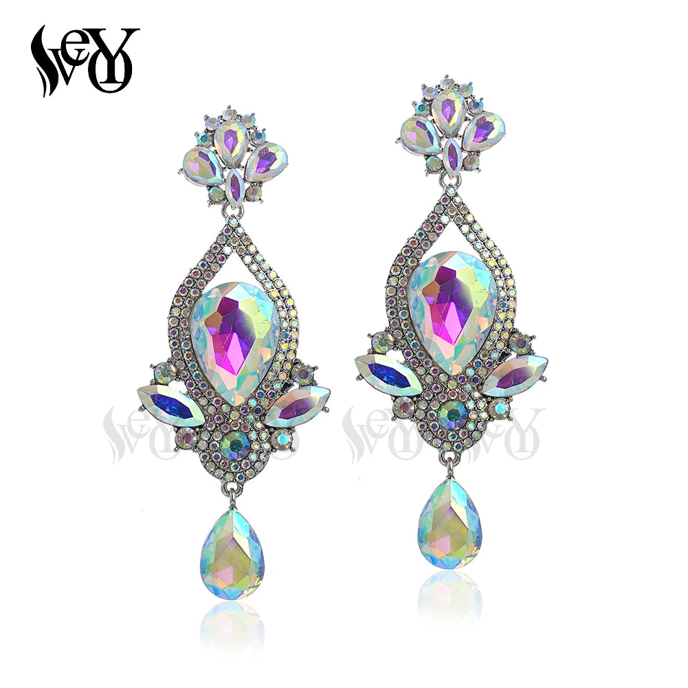 VEYO Classic Lady Long Crystal Drop Earrings Luxury Wedding Earrings for Women Fashion Jewelry 2023New Gift