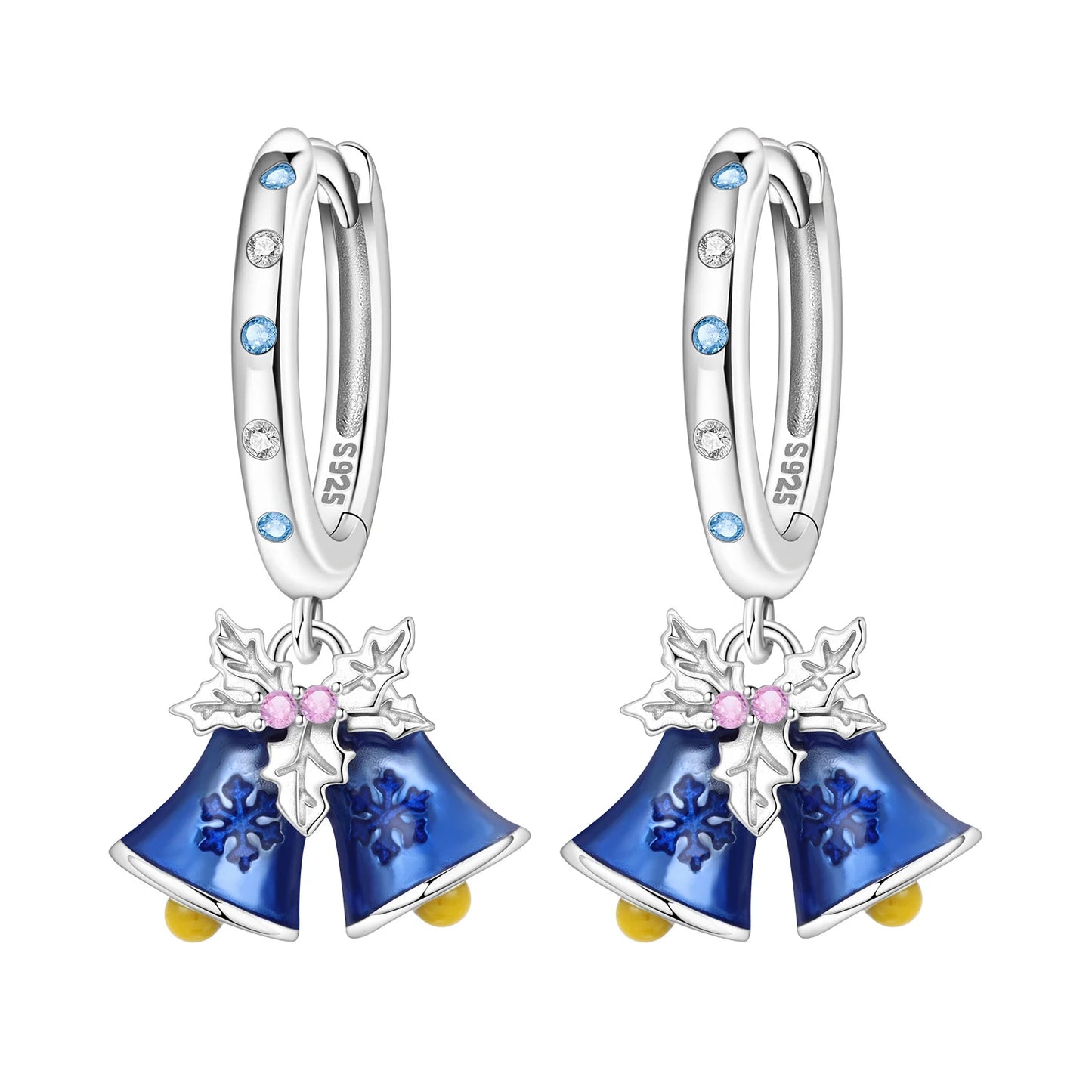 Hot Sale Original 925 Sterling Silver Zircon Pink Doughnut Earrings Flower Paw Print Design Women Party Jewelry Gifts Ear Loops