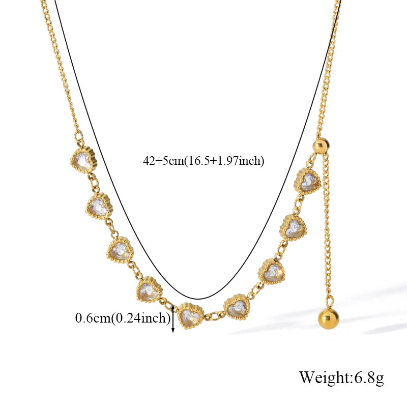 EILIECK 316L Stainless Steel Artificial Turquoise Pendant Necklace for Women Fashion Waterproof 2 Layer Neck Chain Jewelry Gift