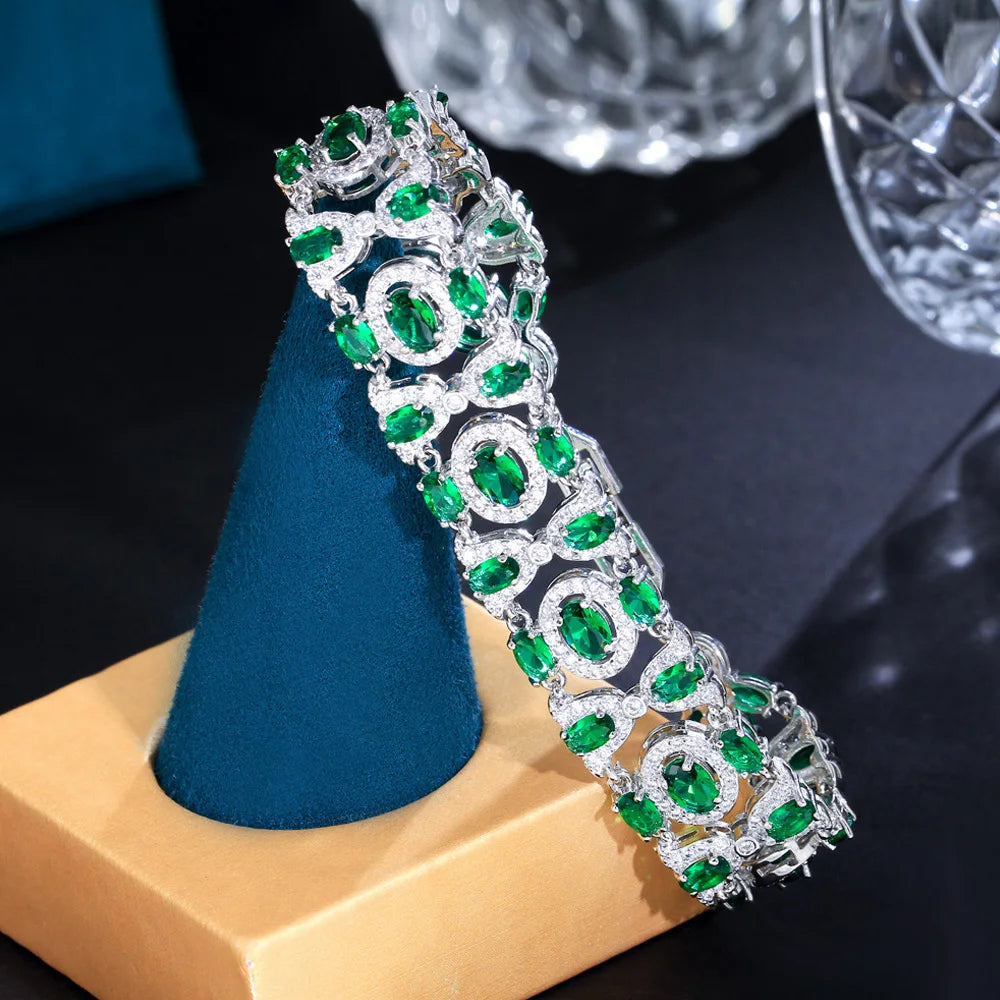 ThreeGraces High Quality Light Blue Cubic Zirconia Silver Color Elegant Link Chain Bridal Bracelet for Women Party Jewelry BR310