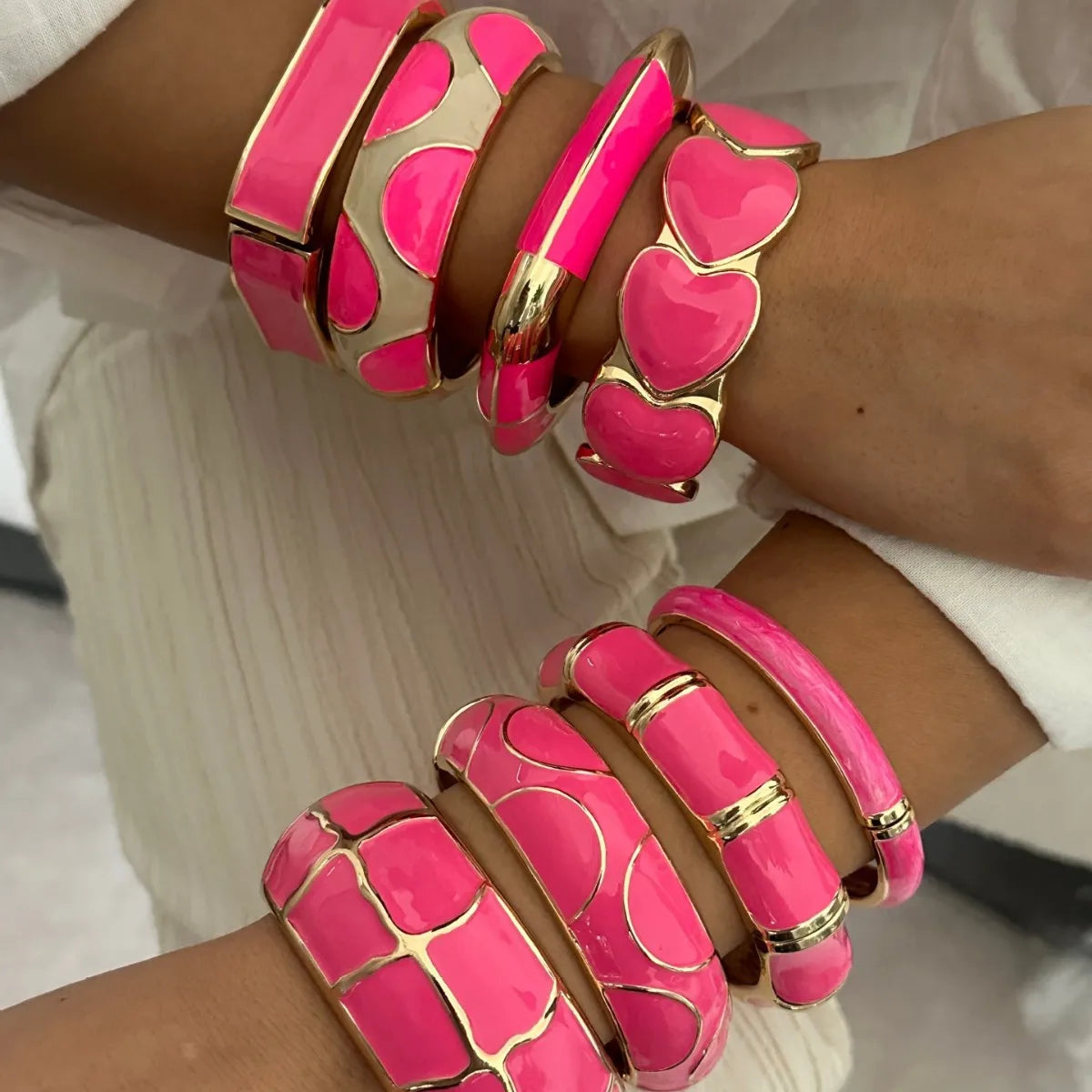 KMVEXO Dopamine Color Blocked Bangles Creative Design Fashionable Temperament Drip Oil Imitate Enamel Bracelet Women Jewelry