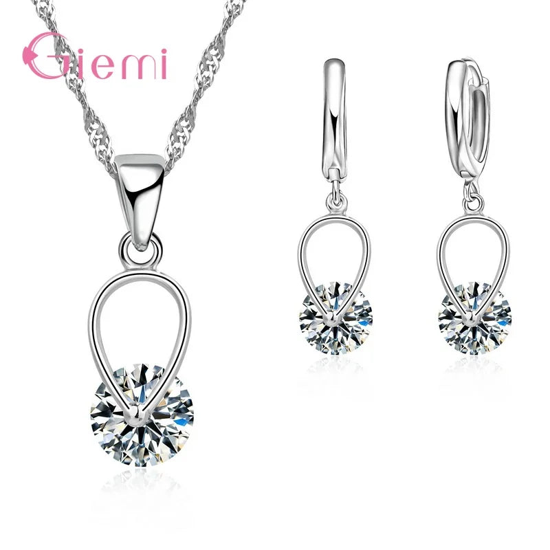 925 Silver Needle Jewelry Sets for Women Girls 34 Models Option Austrian Crystal Rhinestone Pearl Pendant Necklace Earrings