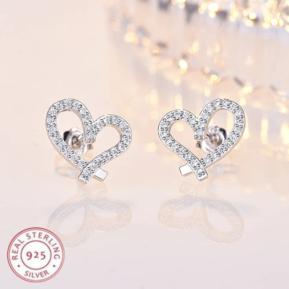 925 Sterling Silver Earrings High quality Heart for Women Fashion Jewelry Wedding Engagement Party Gifts cute