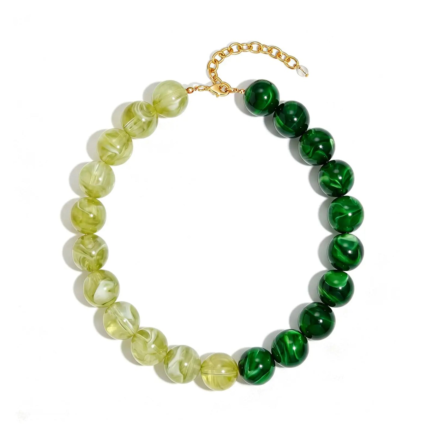 Double Color Round Beads Resin Necklace for Women Bohemian Style Waterproof Statement Choker Collar Necklaces Fashion Jewelry