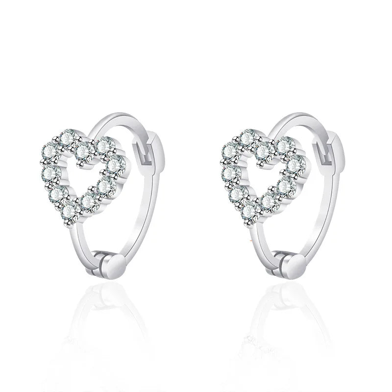 925 Sterling Silver Earrings Heart For Women Exquisite Student Girlfriend Fashion Jewelry Accessories Wedding Gift