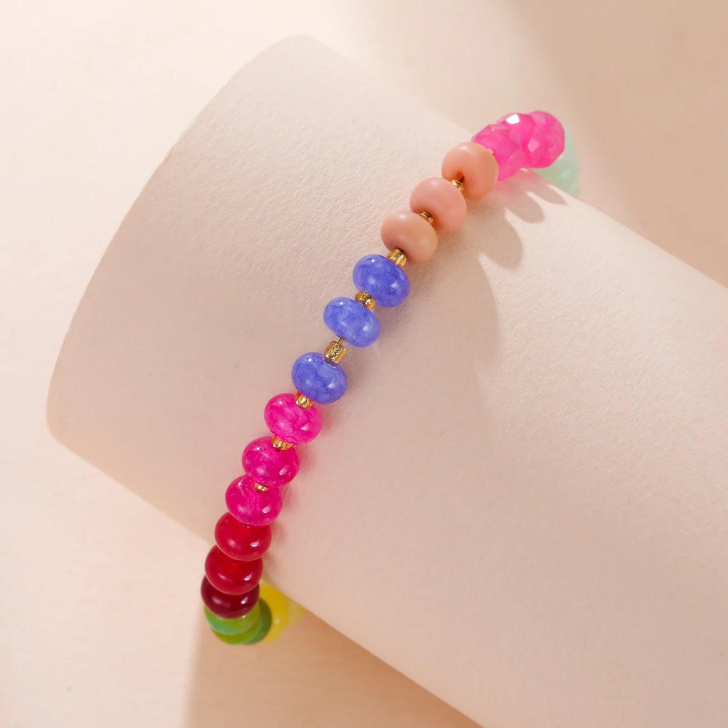 Delicate Colorful Natural Stone Bracelets For Women  Boho Beaded Bracelets Adjustable Chain Trendy Jewelry Gift Waterproof