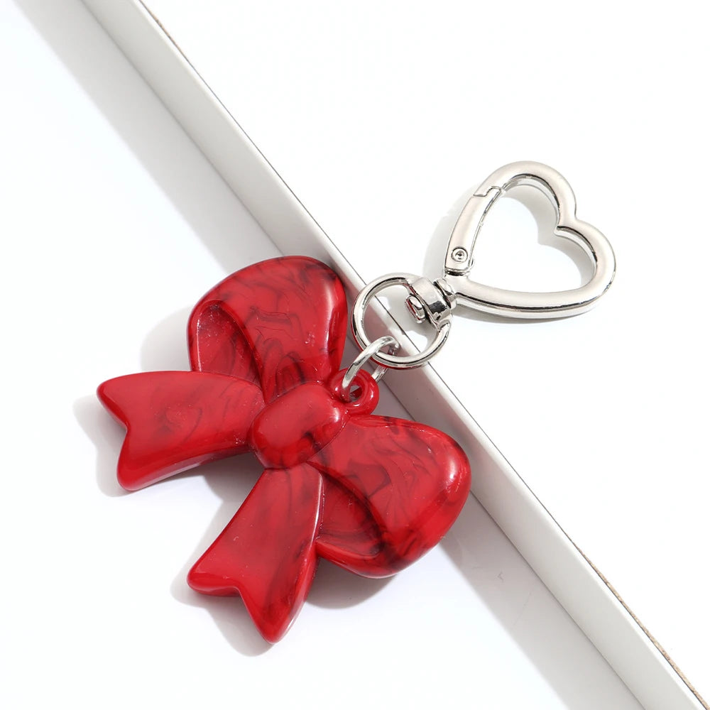 Trend Acrylic Colorful 3D Bowknot Keychains for Women Y2K Key Chain Bag Car Phone Pendant Accessories Gifts