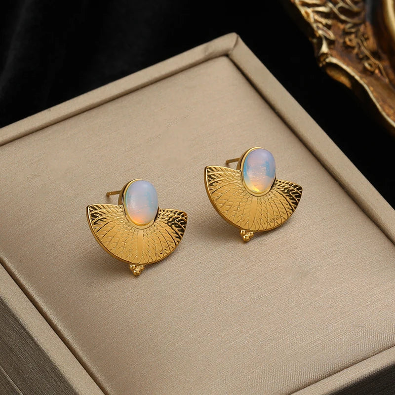 EILIECK 316L Stainless Steel Heart Eye Stone Small Earrings For Women 2024 New Fashion Ear Stud Waterproof Jewelry Gift Bijoux