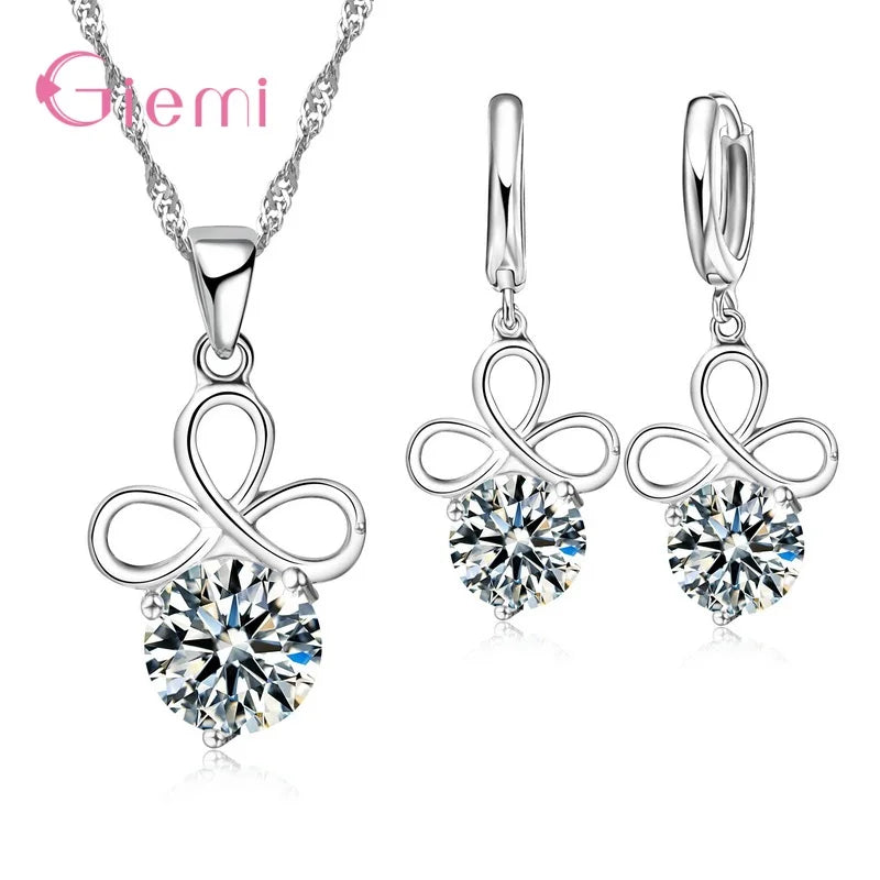 925 Silver Needle Jewelry Sets for Women Girls 34 Models Option Austrian Crystal Rhinestone Pearl Pendant Necklace Earrings
