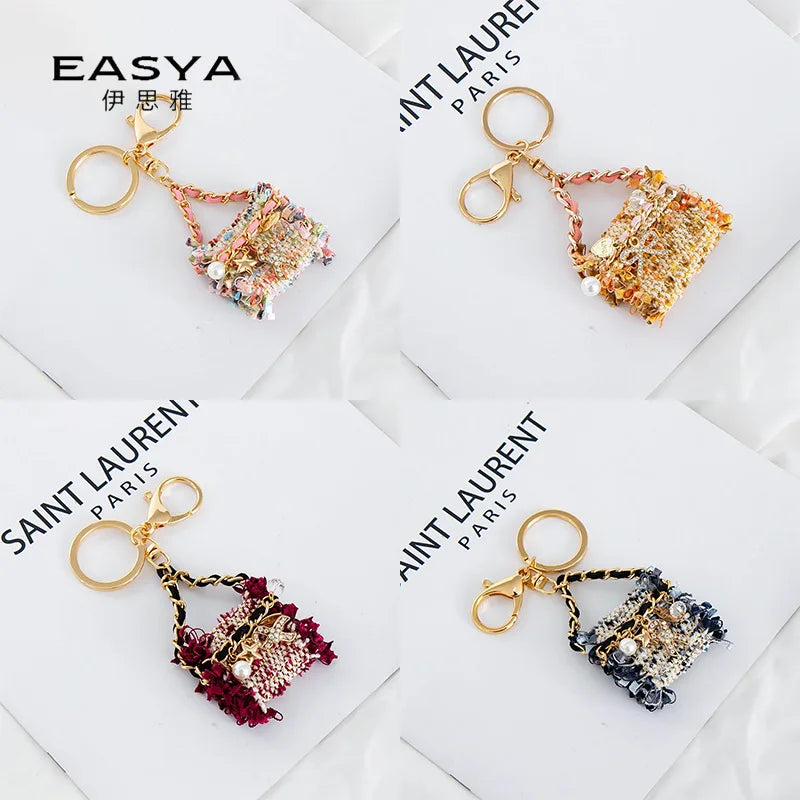 Luxury woman jewelry Pearl alloy bag pendant keychains ring bow tie pendant keychain accessories Key Chain for bags