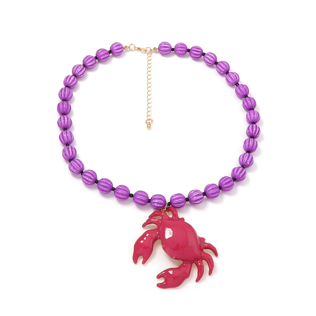 2026 Summer Beach Vacation Style Ocean Lobster Crab Pendant Colorful Beaded Necklace