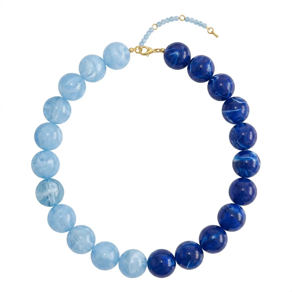 Double Color Round Beads Resin Necklace for Women Bohemian Style Waterproof Statement Choker Collar Necklaces Fashion Jewelry