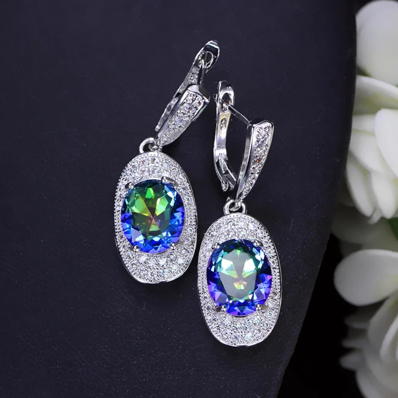 ThreeGraces Luxury Mystic Rainbow Cubic Zirconia Stone Bridal Party Hoop Earrings for Women New Fashion Prom Jewelry E1427