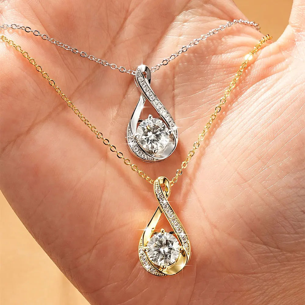OXTAO Infinity Moissanite Pendant Necklace 8mm&1.2mm D VVS1 for Women 14K Gold Filled Clavicle Chain Necklace Fine Jewelry Gift