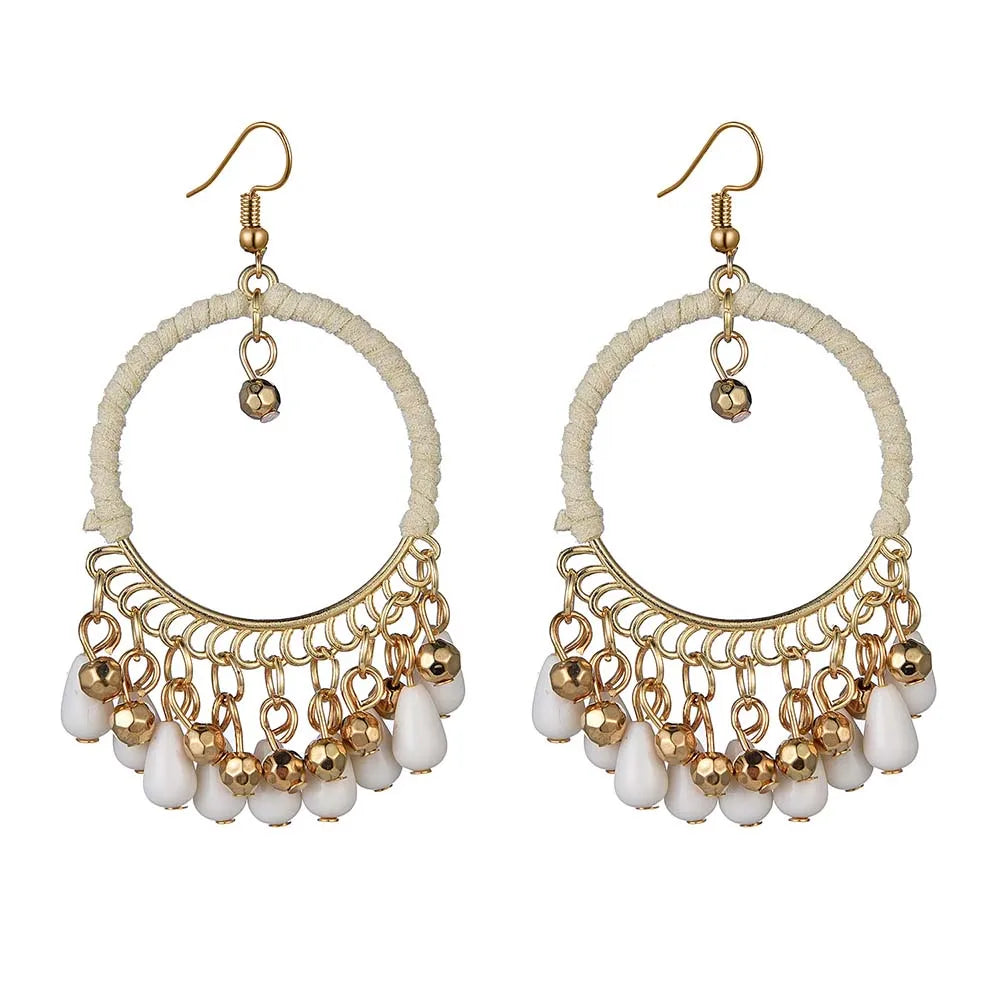 New Ethnic Round braided Dangle Earrings For Women Bohemian Retro Tassels Drop Ear Jewelry Female Party Accessories
