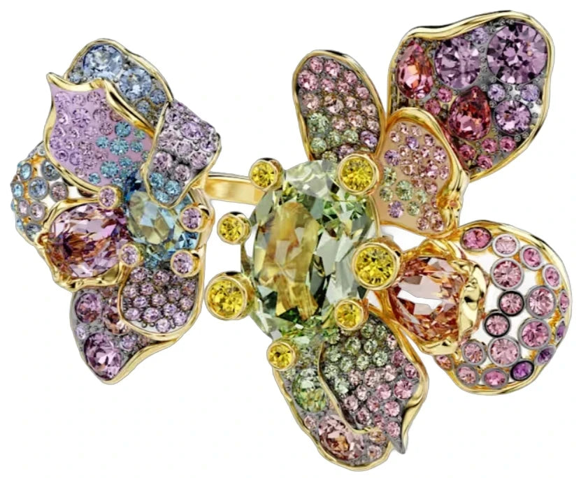2026 New Trendy Octagonal Crystal Geometric Necklace Earrings Ring Set for Women Exquisite Floral and Butterfly Jewelry Set
