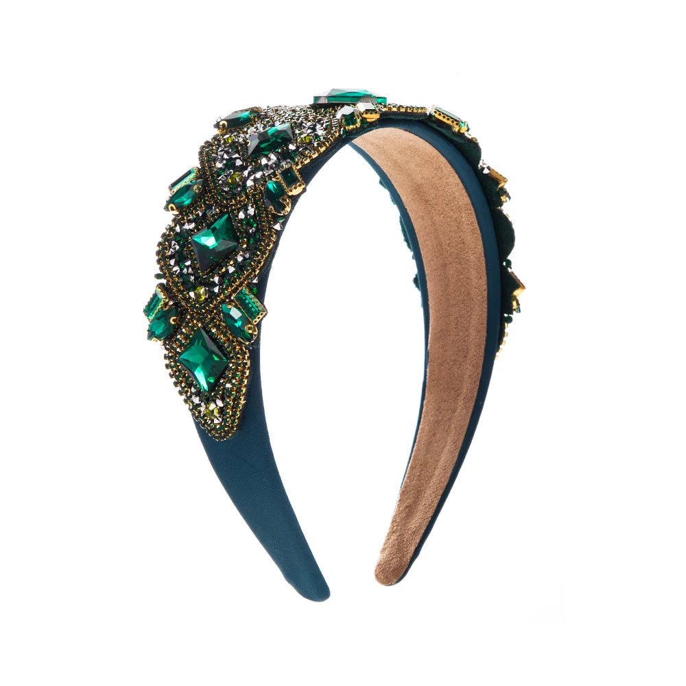 European and American New Heavy Industry Baroque Headband Inlaid With Rhinestones, Simple And Fashionable Wide Edge Headband