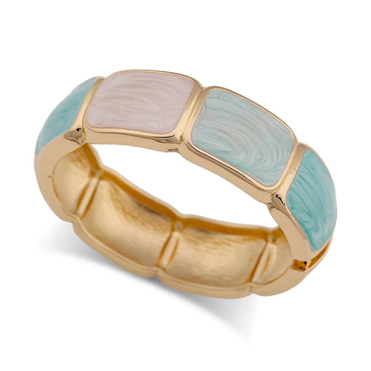 KMVEXO Punk Blue Green Color blocking Enamel Bangles Metal Geometric Bangle Wide Chunky Cuff Bracelet Women Aesthetic Jewelry