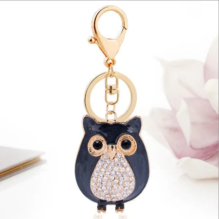 EASYA New Design Crystal Owl Keychain Full Rhinestone Key Ring Key Holders For Women Bag Accessories Cute Animal Car Key Chain