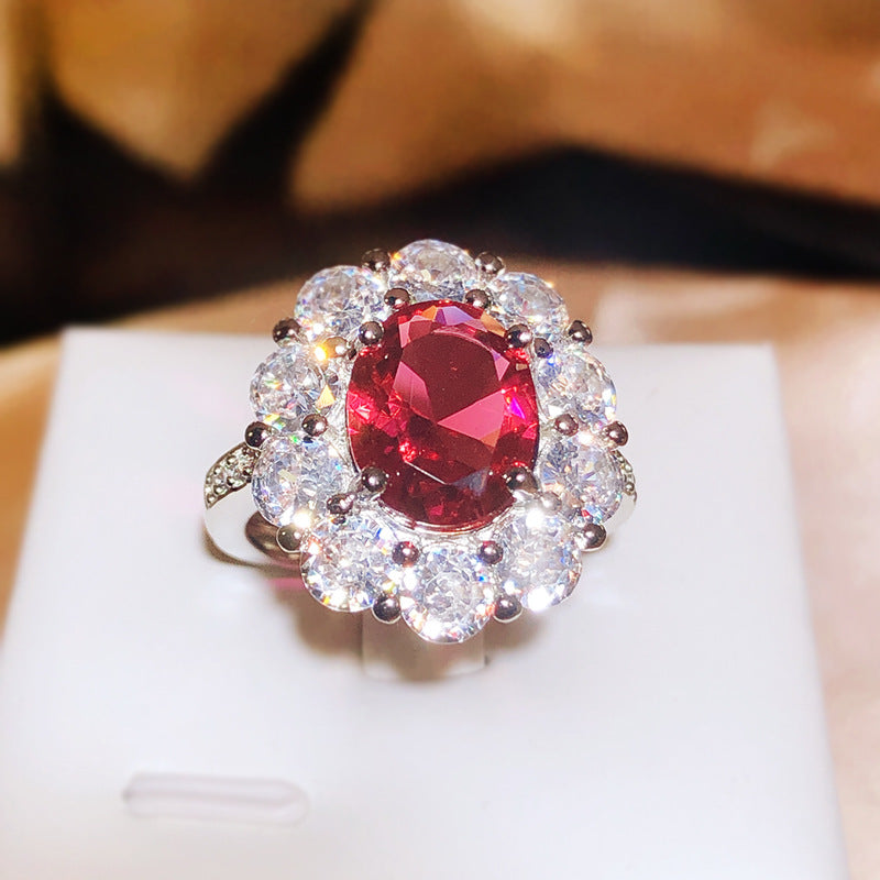 925 Silver Delicate Silver Color CZ Oval High Carbon Simulation Diamond Rings For Women Wedding Party Jewelry