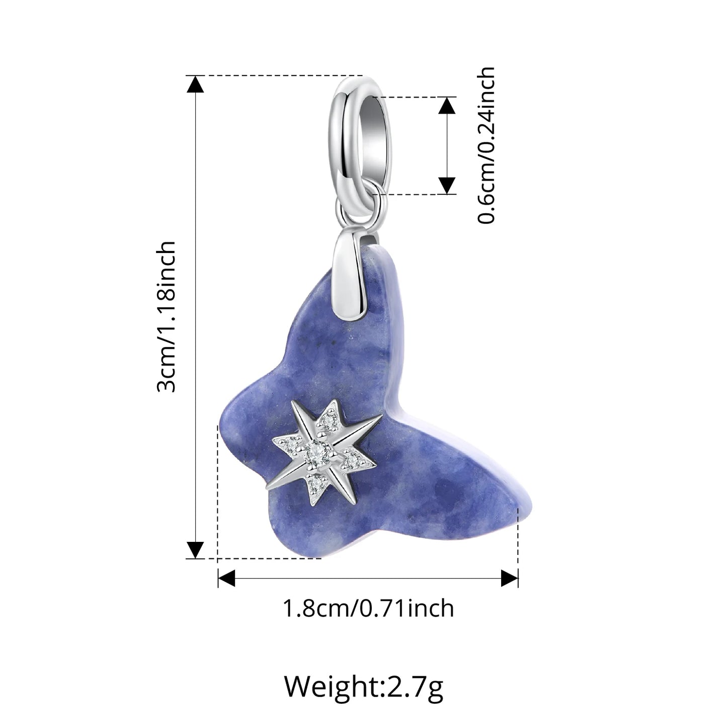 BAMOER 925 Sterling Silver Natural Crystal Pendant fit Original Bracelet DIY Bamoer Charm for Jewelry Making Party Gift