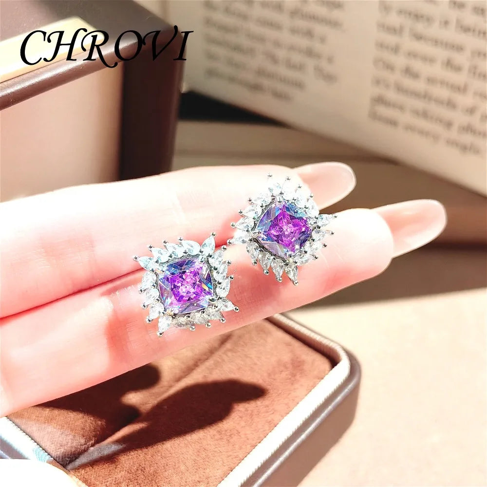 Light Luxury 925 Sterling Silver Set, Diamond Ring for Women, Elegant Pendant Necklace, Gemstone Stud Earrings