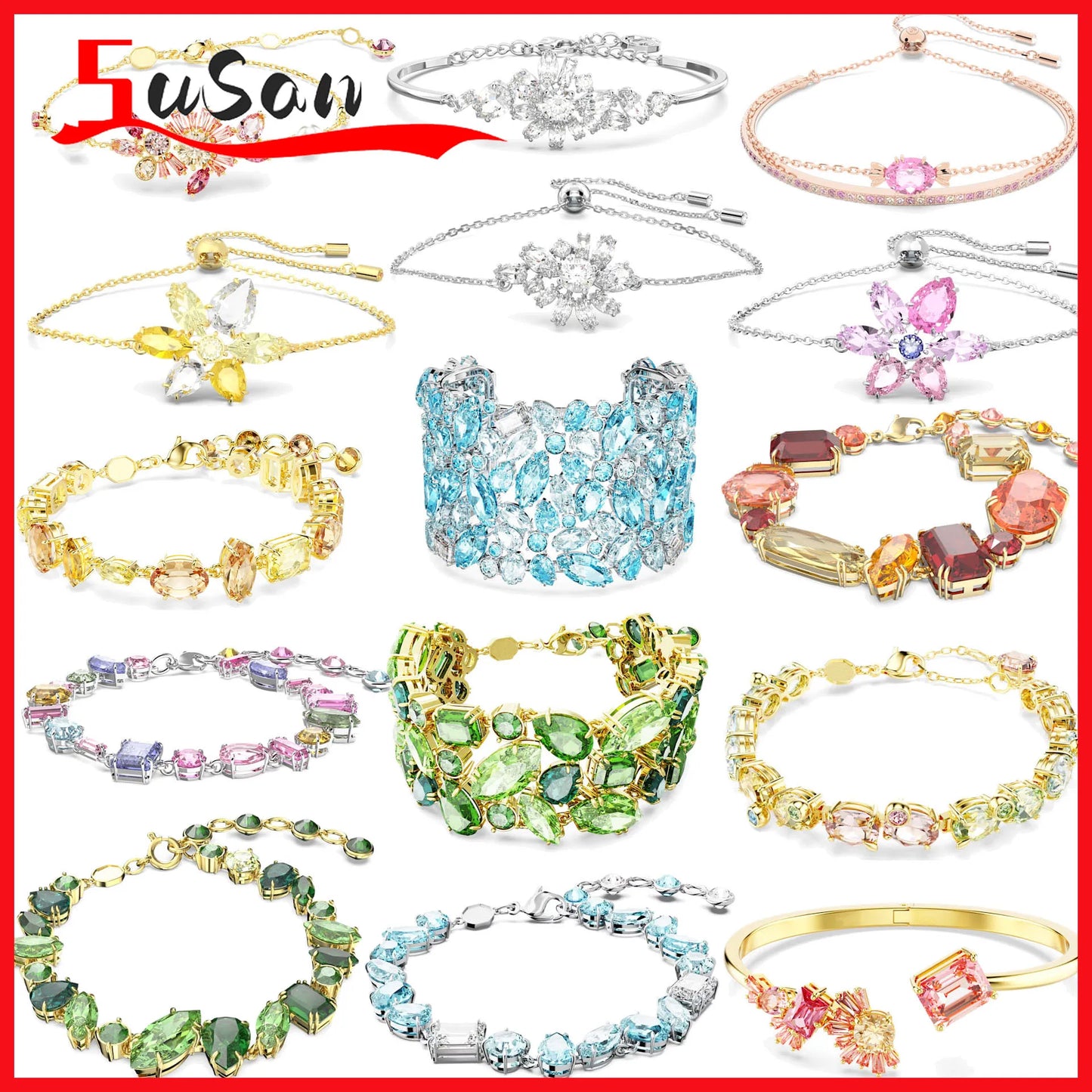 Bracelet Original Jewelry Fine Candy Blue Green Big Bracelet Gifts for Women Luxury Chain Suitable for parties Christmas holiday