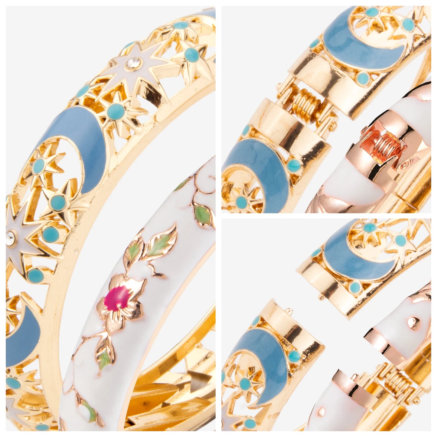 1/2PC Bangle For Women Cloisonne Bracelet On Hand Double Enamel Bangle Set Indian Style Arab Women's Jewelry Accessories Trendy