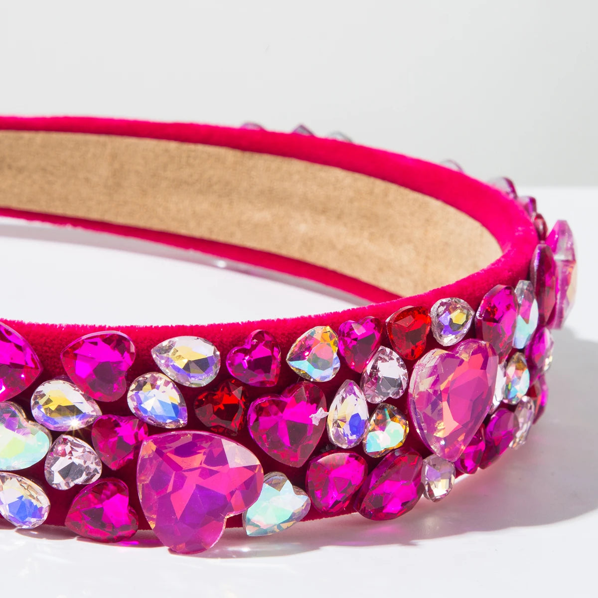 Cross Border New Valentine's Day Headband With Wide Edge, Colorful Heart, Full Drill Bit, Sweet and Versatile High-end Headband