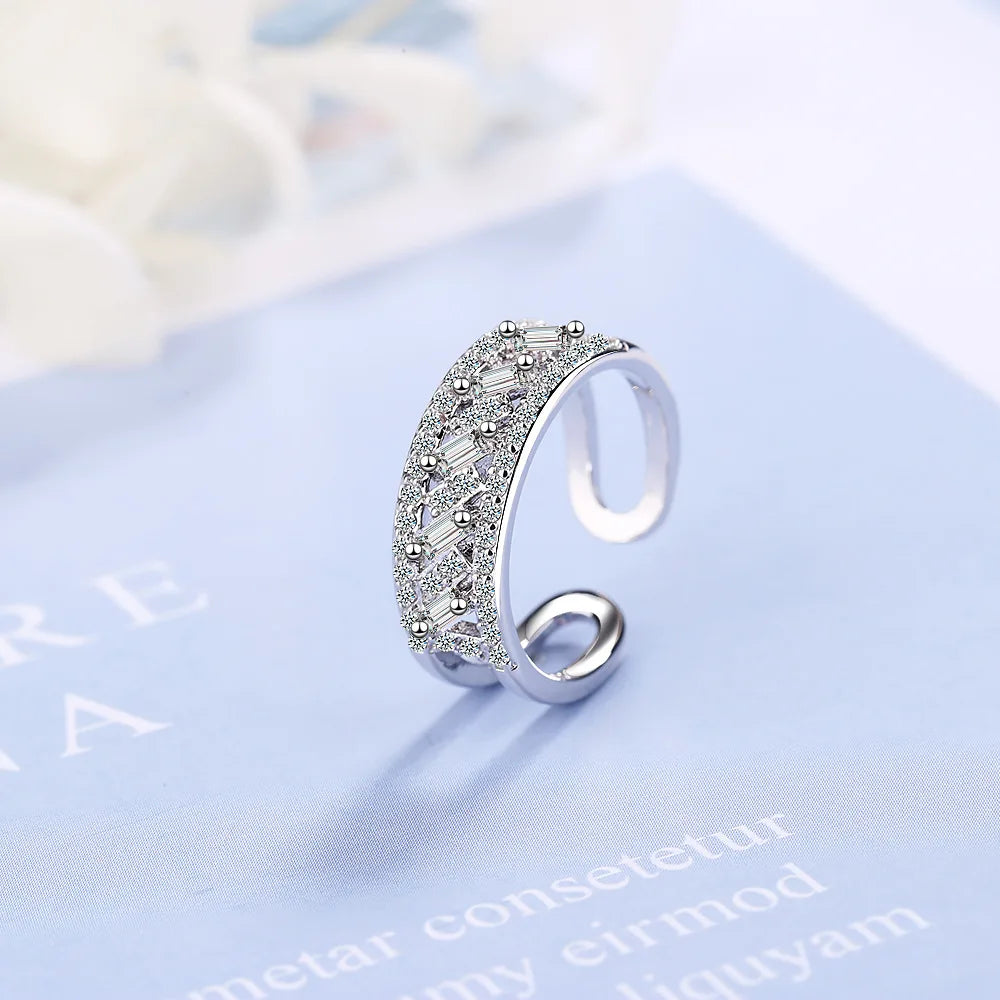 New 925 Sterling Silver 6A Zircon Ring Luxury Shines Simplicity Fashion Exquisite For women Wedding Engagement Jewelry