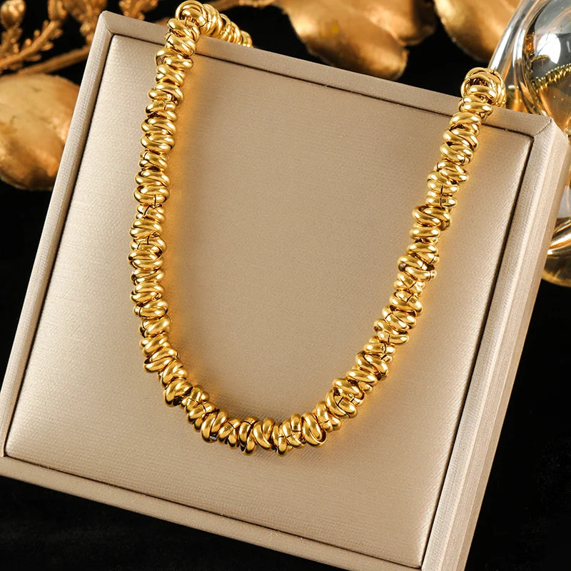 EILIECK 316L Stainless Steel Metal 8mm Chunky Chain Necklace For Women Trendy 18K Gold Plated Neck Chain Waterproof Jewelry Gift